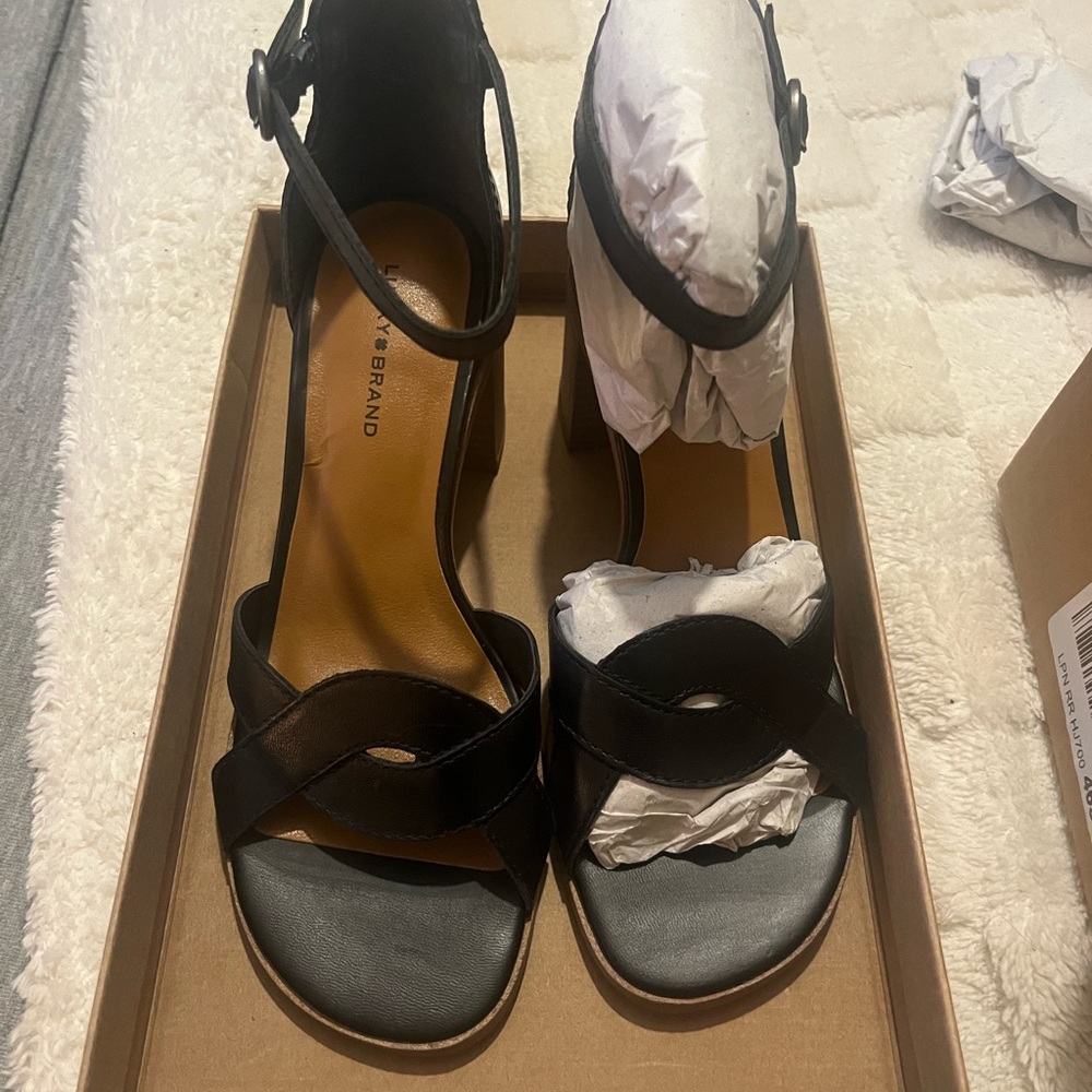 Black High Heel Sandals with Ankle Strap